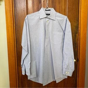 Nautica Light Blue Square Pattern Dress Shirt 100% Cotton 15.5 neck (32-33)